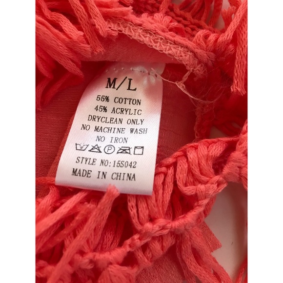 GeeGee Fringed Coral Top - Picture 4 of 5